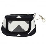 180634-BLACK/WHITE CHEVRON DESIGN ID HOLDER W/KEY CHAIN WALLET PURSE